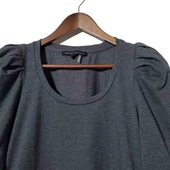 English Factory Pleated Puff Sleeve Top Blouse Size XS Gray Womens - Picture 4 of 9